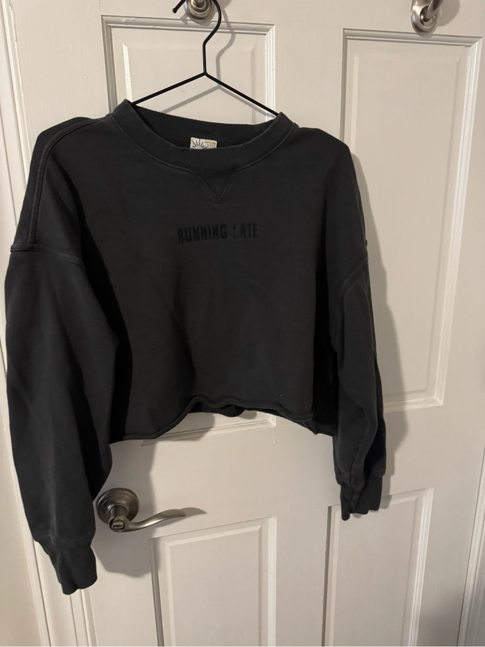 aerie Cropped 'Running Late' Sweatshirt